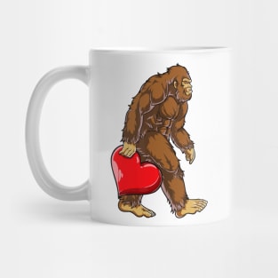 Bigfoot Heart Valentines Day Boys Men Love Sasquatch Mug